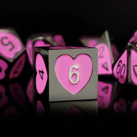 Thumbnail for 7pcs Dice Metal Enamel Nickel Hearts Pink
