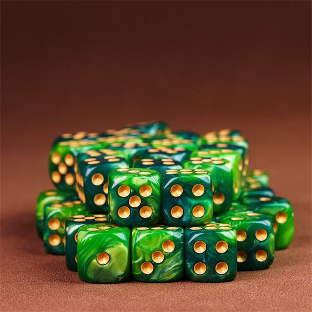 12mm Green Acrylic - 10pcs D6 RPG Dice Set