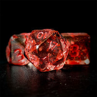 Thumbnail for Glitter in Clear Red Acrylic - 7pcs RPG Full Dice Set Close