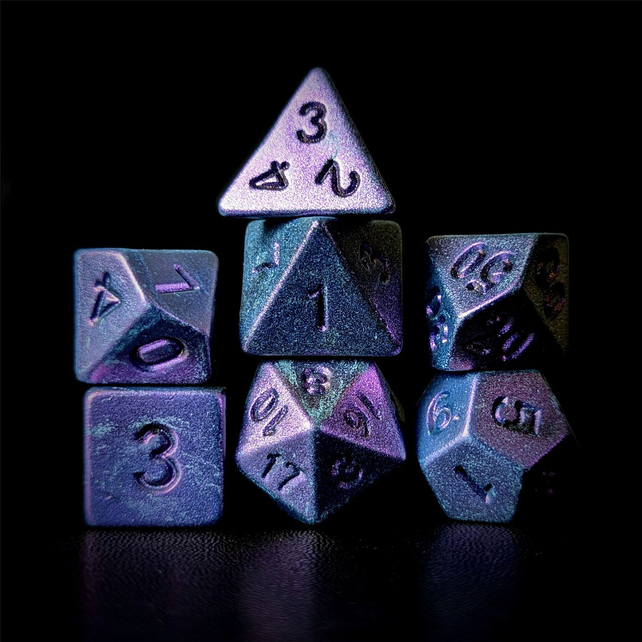 Frosted Purple Metallic Acrylic - 7pcs RPG Dice Set