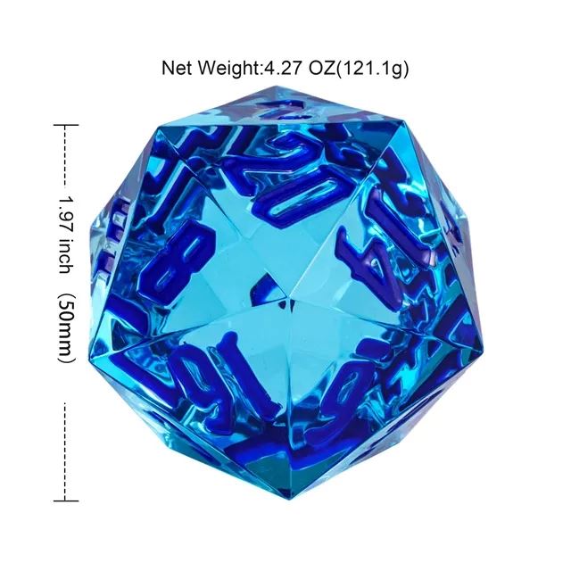 Clear & Blue Sharp Acrylic  - D20 RPG Dice