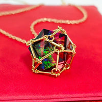 Thumbnail for Black & Red with Gold Chain D20 Necklace