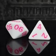 7pcs Dice Acrylic Blend Pink Font Solid White