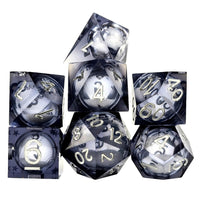 Thumbnail for White Sand in Dark Blue Liquid Filled Sharp Resin - 7pcs RPG Dice Set