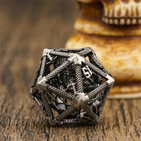 Thumbnail for Dragon in Washed Nickel Metal - Hollow D20 RPG Dice