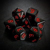 Thumbnail for Red on Solid Black Acrylic - 7pcs RPG Full Dice Set Top