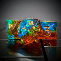 Thumbnail for Candy in Cyan & Orange Sharp Resin - 7pcs RPG Dice Set