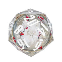 Thumbnail for D20 Dice Sharp 55mm Filled Flowers Liquid White Font Clear