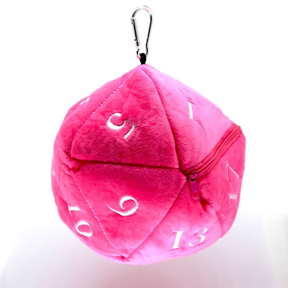 Pink Plush D20 with Zipper - Storage Bag