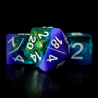 Thumbnail for Layered Purple & Teal with Shimmer Resin - 7pcs RPG Full Dice Set