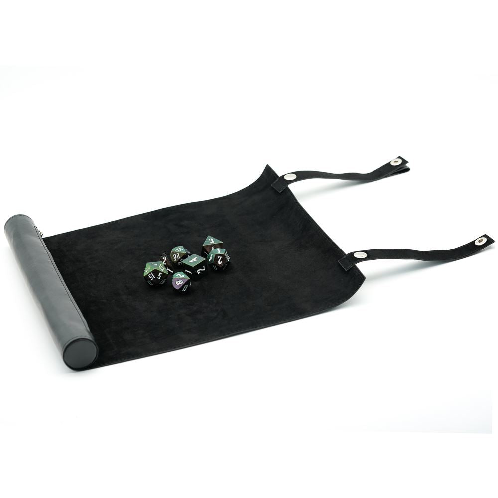 Black Velvet PU Leather Roll & Tray - Dice Storage