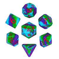 Thumbnail for Purple & Blue Layered Silicone - 7pcs RPG Full Dice Set