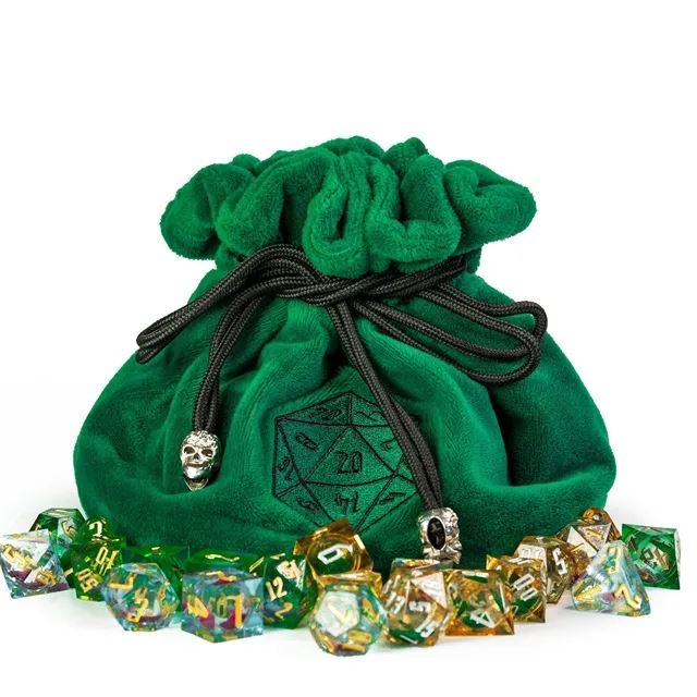 Green Bag with Compartments - Soft Dice Storage