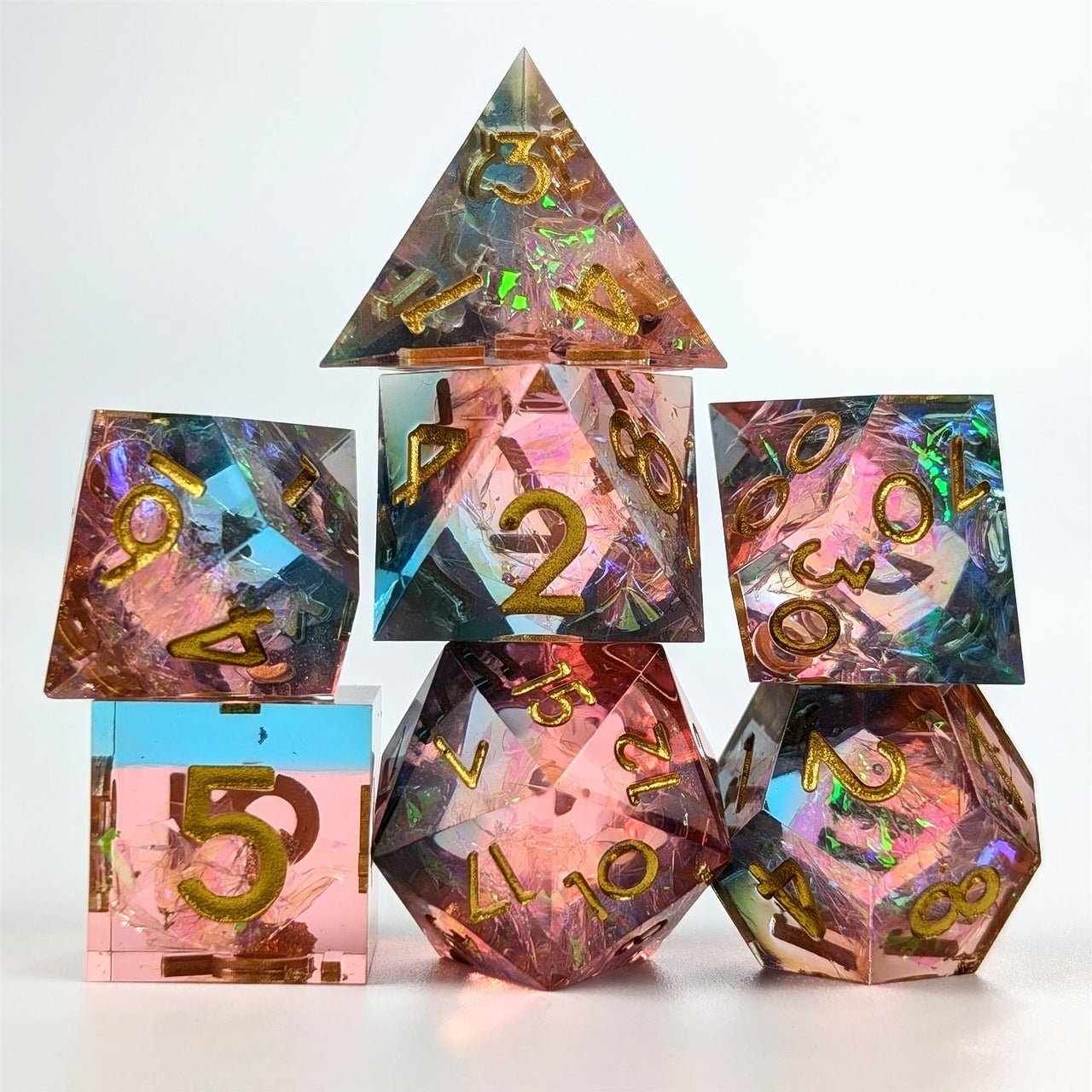 Candy in Blue & Pink Sharp Resin - 7pcs RPG Dice Set