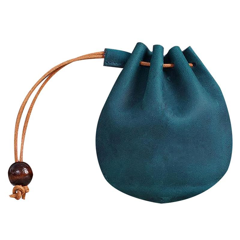 Blue Leather Pouch with Belt - Storage Bag