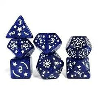 Thumbnail for 7pcs Dice Acrylic Pattern Stars Gold Font Blue