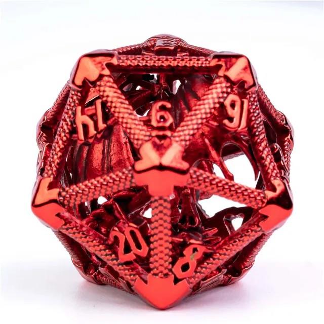 Dragon in Red Metal - Hollow D20 RPG Dice