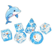 Thumbnail for 7pcs Dice Resin Filled Blue Font Dolphin Blue Clear