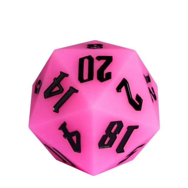 Black on Solid Pink Silicone - D20 RPG Dice