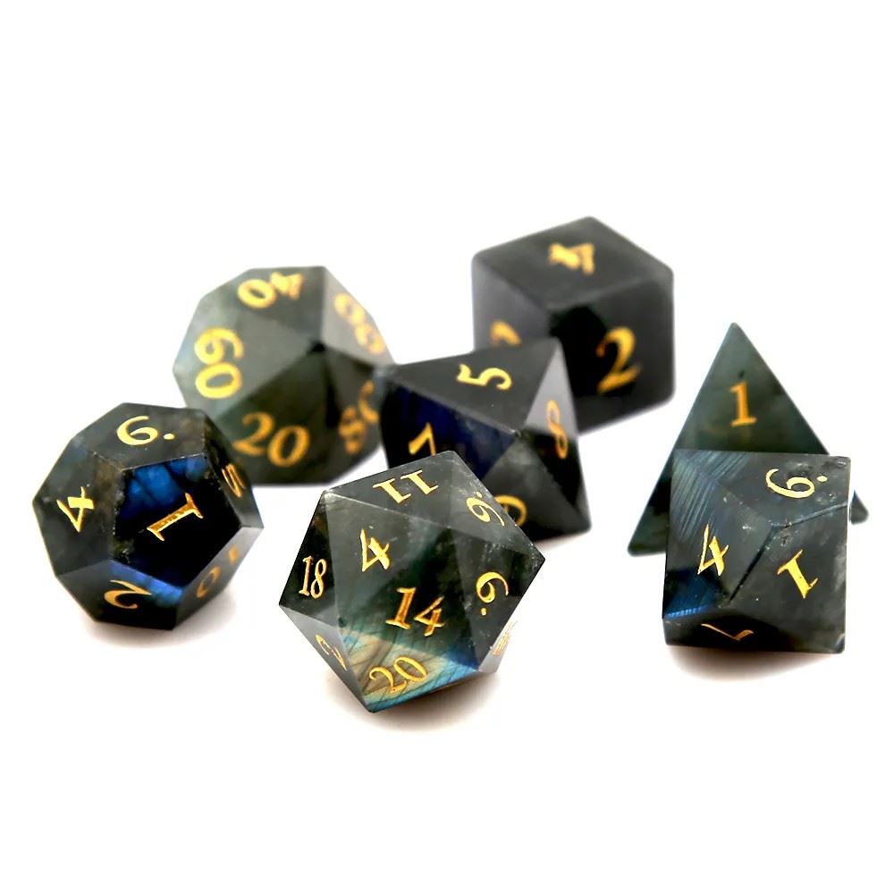 Blue Labradorite Gemstone - 7pcs RPG Dice Set