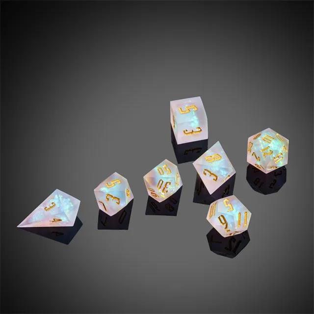 Candy in White Frosted Sharp Resin - 7pcs RPG Dice Set