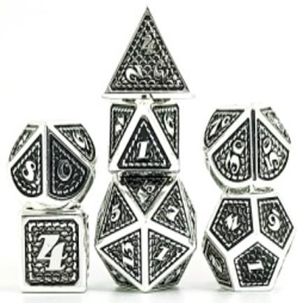 7pcs Dice Metal Stitch Silver Black