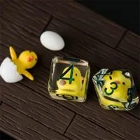 Thumbnail for D20 Dice Resin 33mm Green Font Chicken White Clear