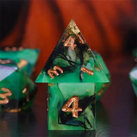 Thumbnail for Swirl & Foil in Black & Green Sharp Resin - 7pcs RPG Dice Set