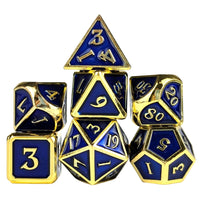 Thumbnail for Blue Enamel in Gold Metal - 7pcs RPG Dice Set