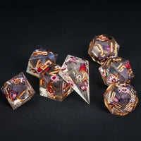 Thumbnail for Halloween Butterfly in Clear Filled Sharp Resin - 7pcs RPG Dice Set