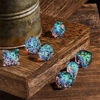 Thumbnail for Cats on Grey with Candy Sharp Resin - 7pcs RPG Dice Set