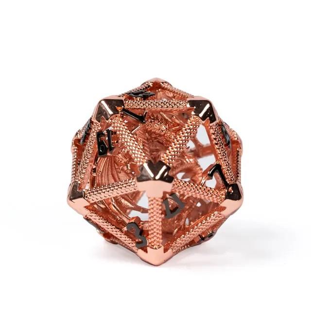 Dragon in Copper Metal - Hollow D20 RPG Dice