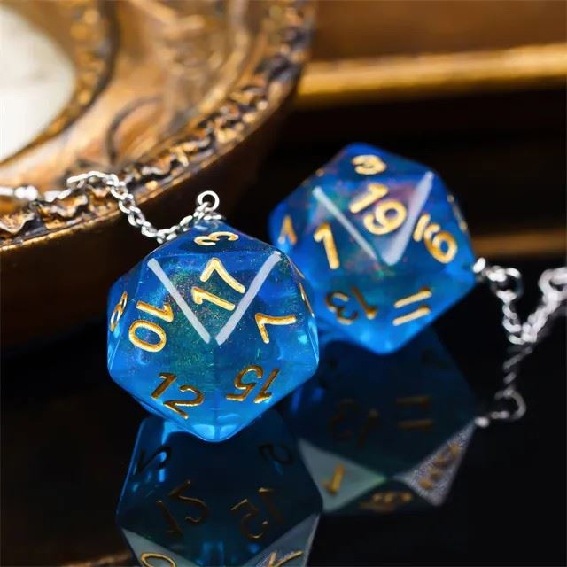 Blue Resin - D20 Earings