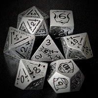 Thumbnail for 7pcs RPG Full Dice Set - Black Pattern on Silver Resin