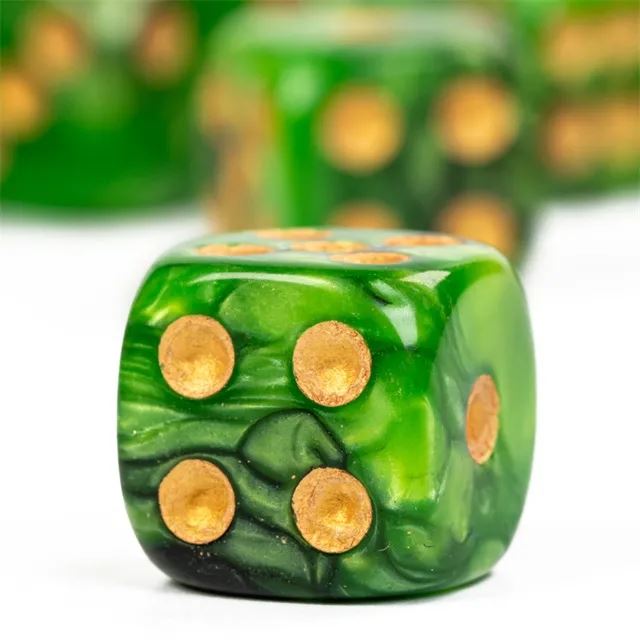 16mm Green Acrylic  - 6pcs D6 RPG Dice Set