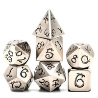 Thumbnail for Silver Metal with Black Dragon Font - 7pcs RPG Dice Set
