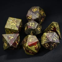 Thumbnail for Read and Green Tainshan Sapphire Gemstone - 7pcs RPG Dice Set