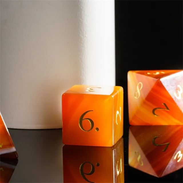 Orange Agate Gemstone - 7pcs RPG Dice Set