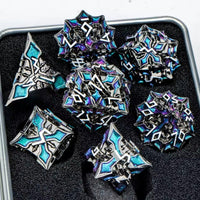 Thumbnail for 7pcs Dice Metal Arrow Head White Font Blue Purple Nickel