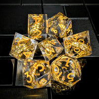 Thumbnail for Gold Ring in Black & Clear Filled Sharp Resin - 7pcs RPG Dice Set