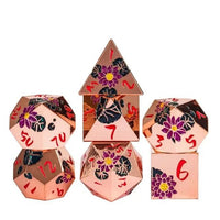 Thumbnail for Purple Lotus Flower in Copper Metal - 7pcs RPG Dice Set