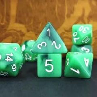 Thumbnail for 7pcs Dice Resin Swirl White Font Frosted Green