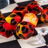 Thumbnail for 7pcs Dice Resin Pattern Hearts Black Font Yellow Red