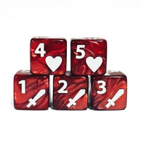 Thumbnail for 6pcs D6 16mm Dice Acrylic White Font Cleric Red