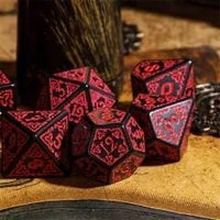 Thumbnail for Red Celtic Knot on Black Acrylic - 7pcs RPG Full Dice Set