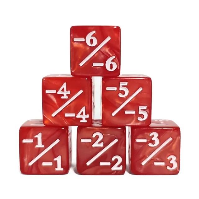 6pcs D6 16mm Dice Acrylic Counter White Font Red