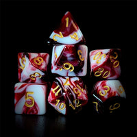 Thumbnail for Blend of White & Red Acrylic - 7pcs RPG Full Dice Set