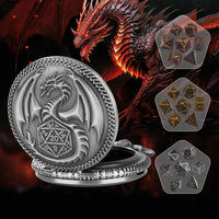 Thumbnail for Dragon Wing on Silver Pocket Watch with Mini Dice - Pendant