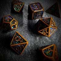 Thumbnail for Glitter Pink Enamel in Gold Metal - 7pcs RPG Dice Set