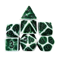 Thumbnail for Washed Green on White Acrylic - 7pcs RPG Full Dice Set White Stack